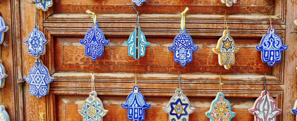 Selection of traditional Middle Eastern amulets, hamsa